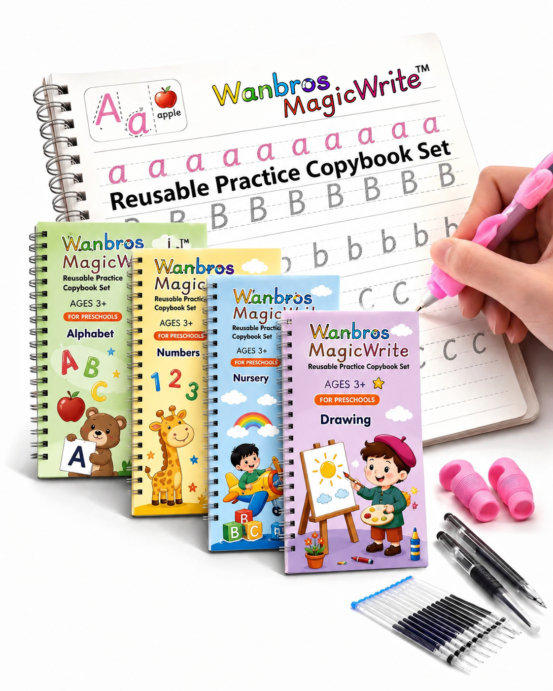 Magic Reusable Practice Workbook Set for Kids
