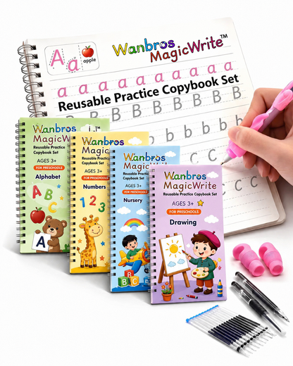 Magic Reusable Practice Workbook Set for Kids