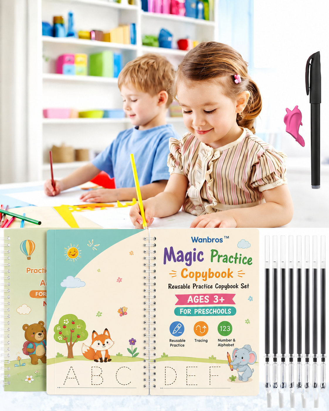 Magic Reusable Practice Workbook Set for Kids