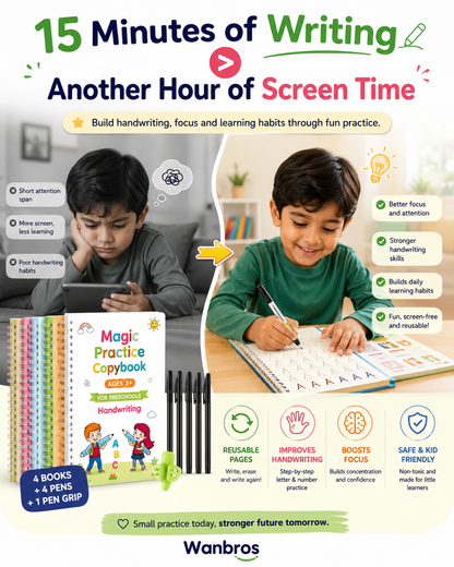 Magic Reusable Practice Workbook Set for Kids